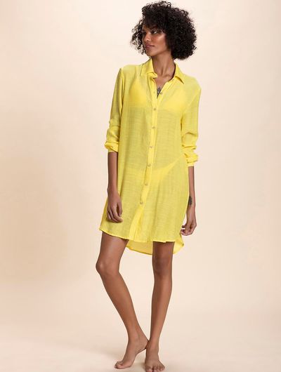Camisa Manga Longa Shantung Amarelo Celular Cia Marítima