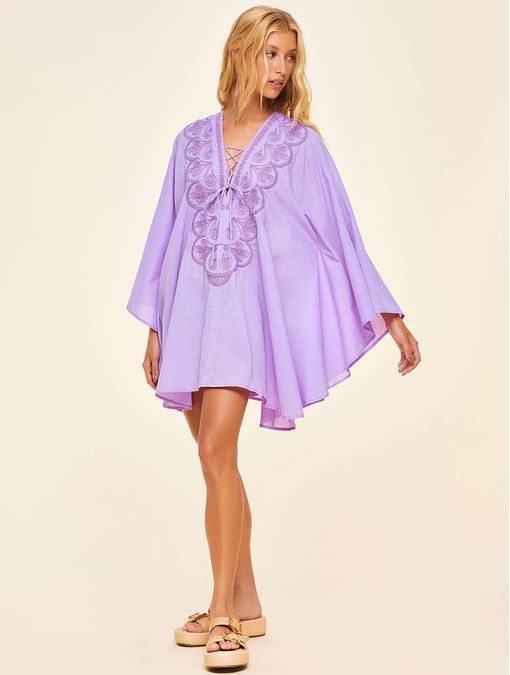 Kaftan Bordado Lisos Embu Velvet Purple Cia Marítima