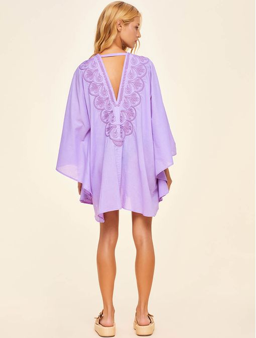 Kaftan Bordado Lisos Embu Velvet Purple Cia Marítima