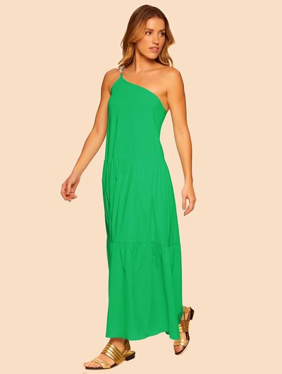 Vestido Longo Ombro Único Naga Bright Green Cia Marítima