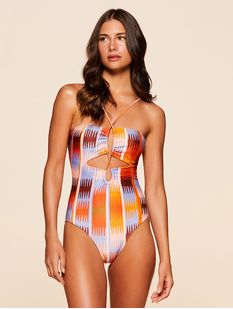 Maiô Cut Out Estampado Solanas  Laranja Cia Marítima