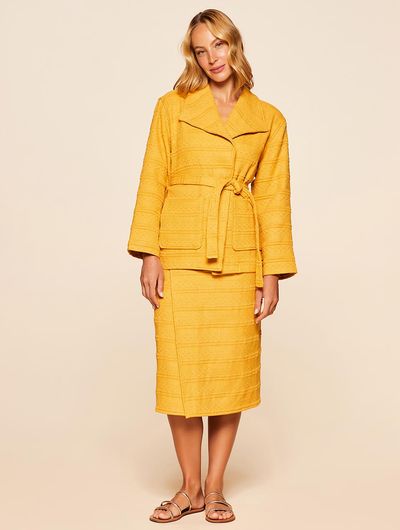 Casaco + Saia Pareô Solanas Amarelo Queimado Cia Marítima Casaco + Saia Pareô Solanas Amarelo Queimado Cia Marítima
