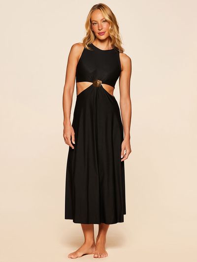 Vestido Midi Cut Out Lisos Bikini Preto Cia Marítima