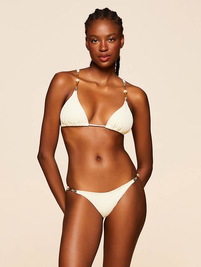 Top Cortininha + Tanga Lateral Estreita Lisos Hermosa  Off White Cia Marítima