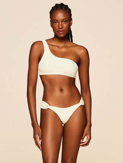 Top Faixa Ombro Único + Tanga Lateral Média Lisos Hermosa  Off White Comercial Cia Marítima