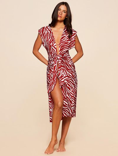 Vestido Midi Estampado Soleado Vermelho Cia Marítima Vestido Midi Estampado Soleado Vermelho Cia Marítima