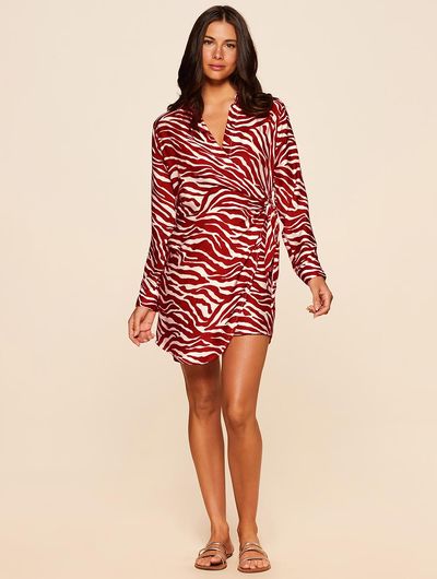 Vestido Curto Estampado Soleado Vermelho Cia Marítima Vestido Curto Estampado Soleado Vermelho Cia Marítima