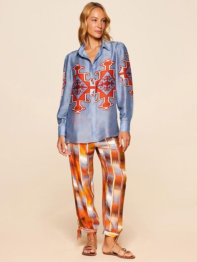 Camisa Estampada Solanas Laranja Cia Marítima