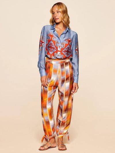 Calça em Viscose Com Seda Solanas Laranja Cia Marítima Calça em Viscose Com Seda Solanas Laranja Cia Marítima