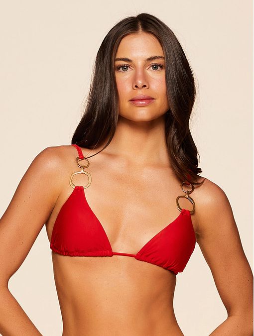 Top Cortininha Lisos Chica Vermelho Scarlat Cia Marítima