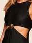 Vestido Midi Cut Out Lisos Bikini Preto Cia Marítima