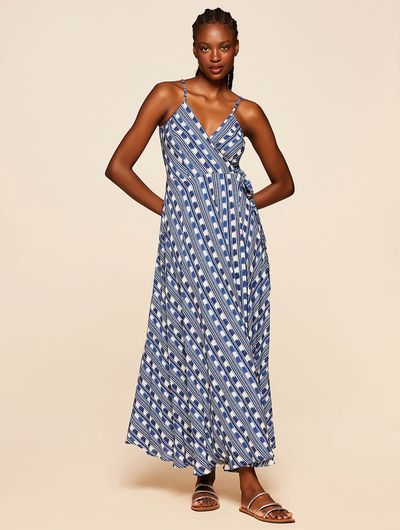 Vestido Midi Estampado Montevidéu Azul Cia Marítma