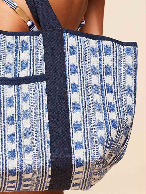 Bolsa Tote Estampada Montevidéu  Azul Cia Marítma