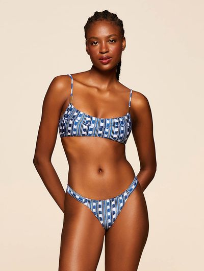 Top Faixa + Tanga Média Estampada Montevidéu Azul Cia Marítma