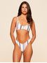 Top Faixa + Tanga Asa Delta Estampada Bikini Branco Cia Marítma