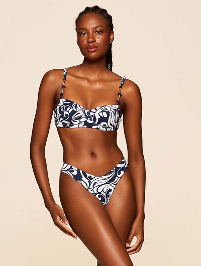 Top Meia Taça + Tanga Asa Delta Estampada Verano Marinho Cia Marítma