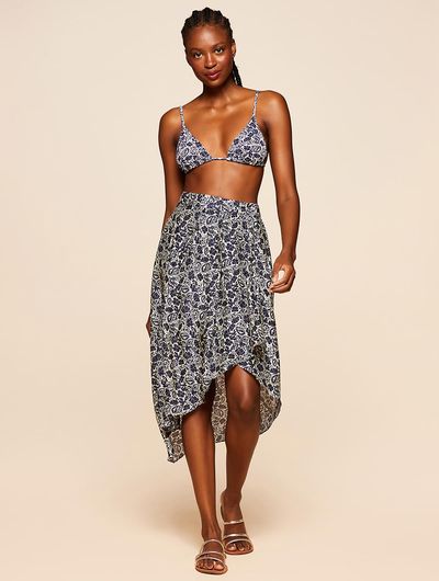 Saia Midi Estampada Sueños Marinho Cia Marítma Saia Midi Estampada Sueños Marinho Cia Marítma