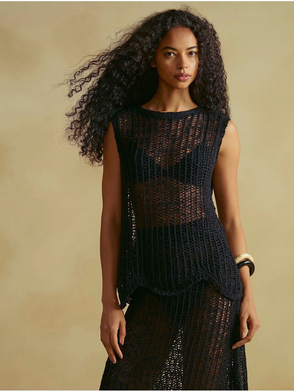 Cia Marítima — Saia Midi em Tricot Frame